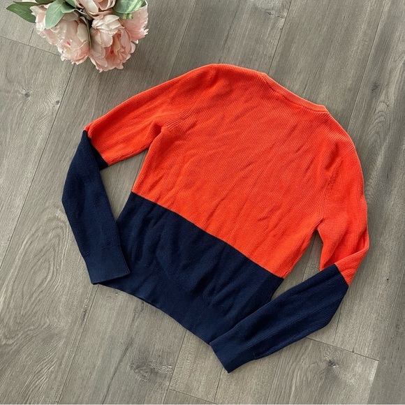 Ralph Lauren Orange & Navy Color Block Rib Knit Sweater - Picture 3 of 4
